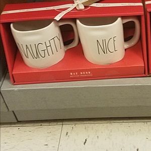 Rae Dunn white naughty nice mugs